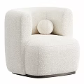 Modern Beige Upholstered Accent Chair with Curved Armrests Round Decorative Ball and Plush Seat Cushion