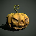 Halloween Pumpkin Shaped Pendant Light With Curved Stem Carved Face And Glowing Interior