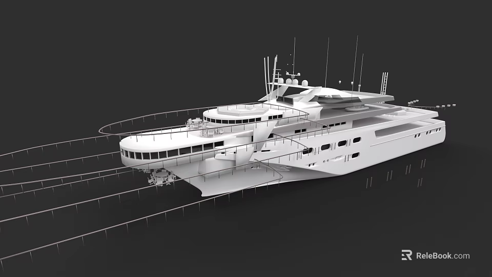 Modern Luxury Yacht With Sleek Exterior Multiple Decks And Large Windows 3d model 