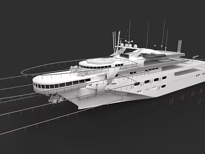 Modern Luxury Yacht With Sleek Exterior Multiple Decks And Large Windows 3d model