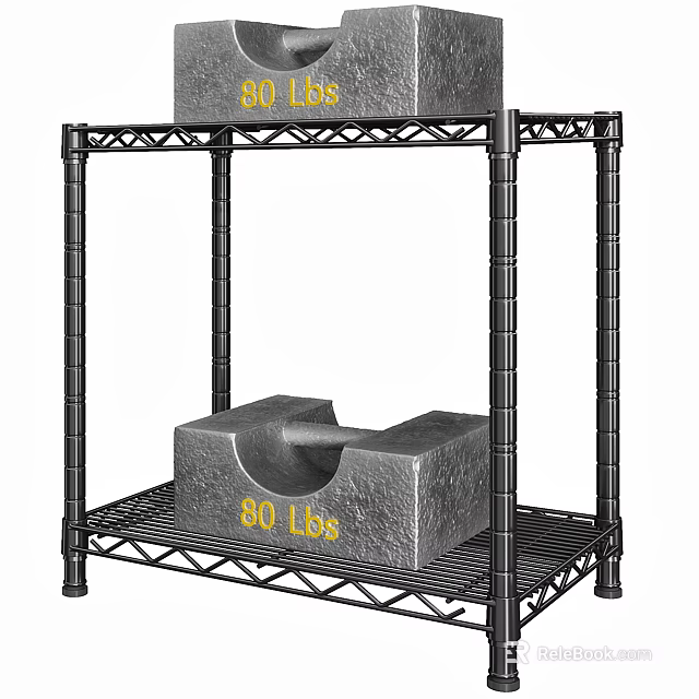 Black Metal Wire Shelving Unit With Heavy Duty 80 Lbs Weight Capacity 3d model 