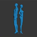Two Blue Human Models Standing Pose Displaying Limbs And Body Structure 3d model