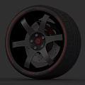 Car Alloy Wheel Design With Sporty Spokes And Red Accents For Performance