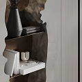 Modern Decorative Ornament Combination With Wooden Mirror Wall Vase Dried Branches Books And Candle