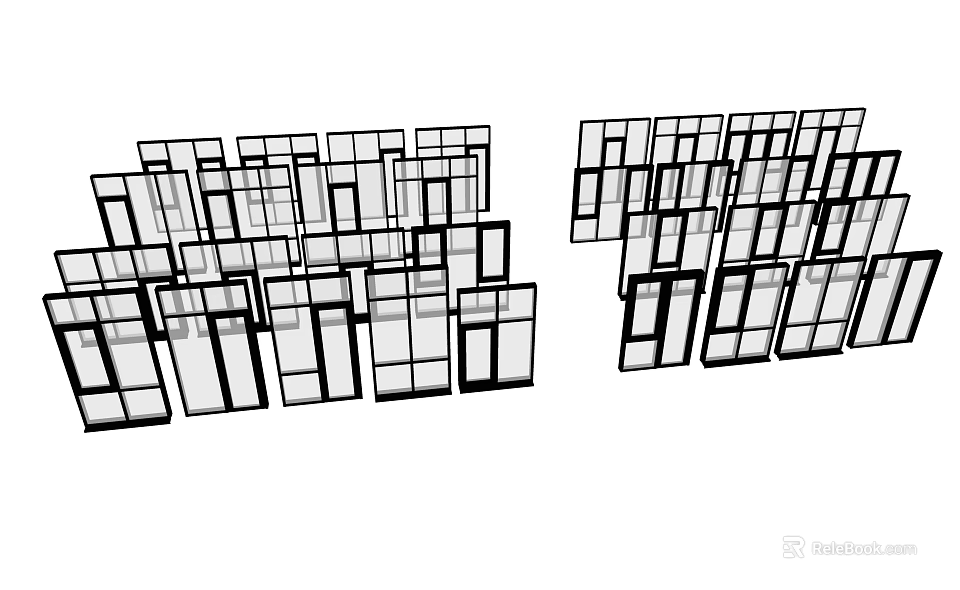 Multiple Casement Windows With Modern Frame Design For Building Exteriors 3d model