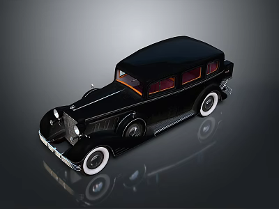 Classic Black Vintage Car With White Wall Wheels And Retro Exterior Design 3d model