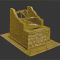 Traditional Stone Oven Structure With Wooden Component Grill Opening And Stone Base