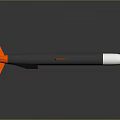 Aerodynamic Military Missile With Gray Body White Nose Cone And Orange Fins