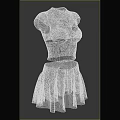 White Lace Corset Top and Ruffle Skirt Set with Short Sleeves