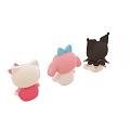 Cute Cartoon Plush Dolls Set With Three Different Colors And Bow Details
