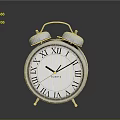 Silver Dual Bell Alarm Clock Featuring White Dial Roman Numerals SHANZ On Dark Background
