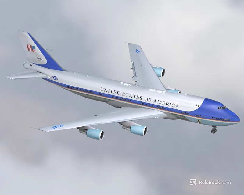 US Air Force One Boeing 747 Flying In The Sky 3d model 