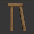 Simple Design Wooden Stool With Curved Seat Natural Wood Grain And Four Legs