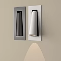 Modern Gray And White Wall Lamps With Conical Shades Mounted On Beige Wall
