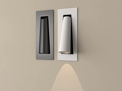Modern Gray And White Wall Lamps With Conical Shades Mounted On Beige Wall 3d model
