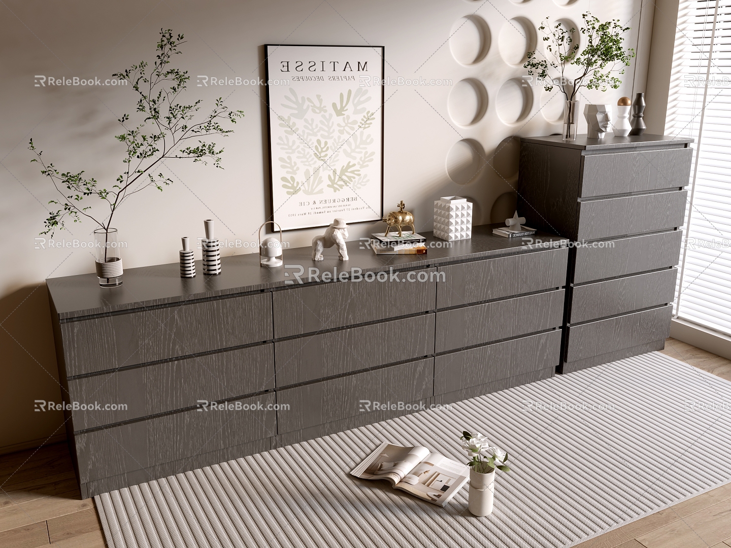 Modern Black Cabinet Whole Cabinet Sideboard Cabinet Balcony Cabinet Storage Cabinet Entrance Cabinet 3d model