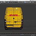 Yellow Mercedes Benz DHL Delivery Van Featuring Red Logo On Side Exterior