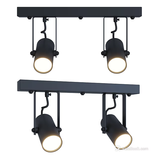 Modern Black Track Spotlights With Multiple Heads Adjustable Ceiling Lighting For Living Room And Bedroom 3d model 