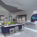 Modern Living Room With Blue Sofa Yellow Cushions Floor Lamp TV And Bookshelves