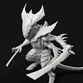 Exoskeleton Horned Game Movie Character Holding Sword In Battle Stance