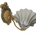 Ornate Gold Wall Lamp With White Petal Shaped Shade And Decorative Patterns 3d model