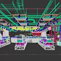Modern Specialty Store Interior Featuring Central Display Counter Organized Shelves And Unique Lighting Design
