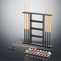 Complete Billiard Sports Equipment Including Pool Cue Rack Cues Balls And Triangle