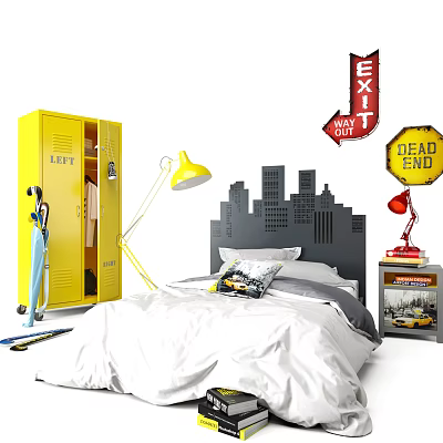 Modern Double Bed Fabric Double Bed 3d model