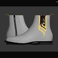 Stylish White Ankle Boots With Golden Decorative Patterns Textured Upper And Sleek Design 3d model
