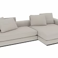 Modern Beige Fabric Two Seater Sofa With Soft Cushions And Dark Base 3d model
