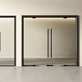 Modern Glass Double Doors With Black Frames In Minimalist Interior Design