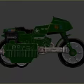 Green Vintage Motorcycle Showcasing Mechanical Engine Design And 1200 Model Features 3d model