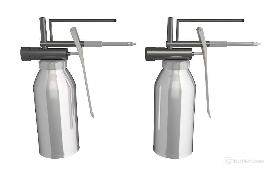 Agricultural Equipment Silver Metal Containers With Black Mechanical Spraying Tools For Farm Use 3d model 