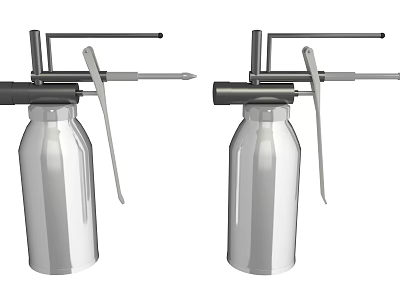 Agricultural Equipment Silver Metal Containers With Black Mechanical Spraying Tools For Farm Use 3d model
