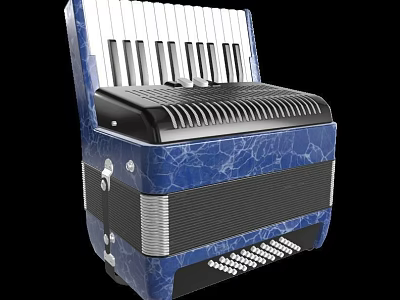 Elegant Blue Marble Accordion With Piano Keyboard Bellows And Control Buttons 3d model