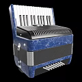 Elegant Blue Marble Accordion With Piano Keyboard Bellows And Control Buttons