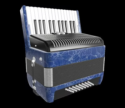 Elegant Blue Marble Accordion With Piano Keyboard Bellows And Control Buttons 3d model