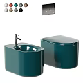 Modern Teal Toilet Design With Matching Sink Sleek Faucet And Contemporary Style