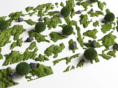 Garden Landscape Design Featuring Lush Green Vegetation Rock Accents And Natural Terrain 3d model