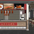 Peking Duck Restaurant Interior With Roasted Ducks Hanging Counter And Food