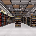 Modern Supermarket Interior With Spacious Layout Well Lit Shelves And General Merchandise