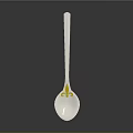 Shiny Silver Daily Use Spoon With Patterned Handle And Yellow Decorative Design 3d model
