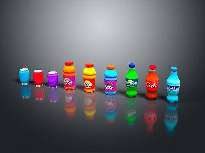 Modern Beverage Bottle Beverage Can Fruit Juice Fruit Juice Drink model