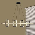 Modern Linear Chandelier with Black Square Frames and White Light Body 3d model