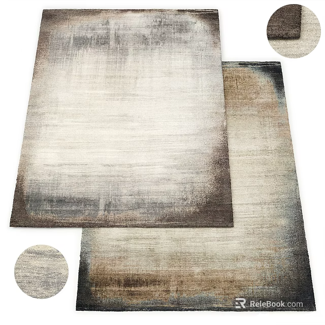 Modern Square Rug With Abstract Gradient Texture And Soft Neutral Tones For Living Room 3d model 
