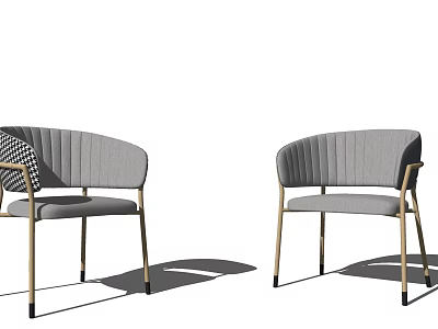 Modern Accent Chairs With Gray Ribbed Upholstery And Sleek Metal Legs 3d model