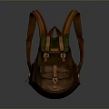 Practical Green And Brown Backpack With Leather Straps And Buckles For Daily Use