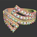 Elegant Gold Ring With Curved Bands White Gemstones And Small Beads