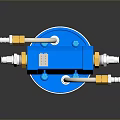 Industrial Equipment With Blue Top Silver Metal Body Multiple Brass Pipe Fittings And Connectors