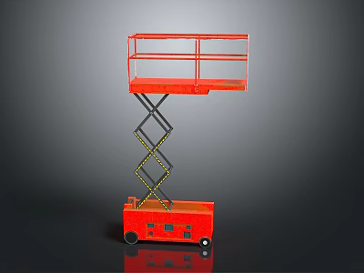 Red Scissor Lift Elevated Work Platform With Hydraulic System For Industrial Use 3d model